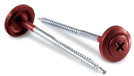 Onduline - Spezialschrauben mit EPDM-Dichtscheibe rot 100er Set - Selbstschneidende Glockenschrauben für Easyline, Base, Ondalux Wellplatten - Befestigungsmaterial Zubehörteile für Dachsysteme