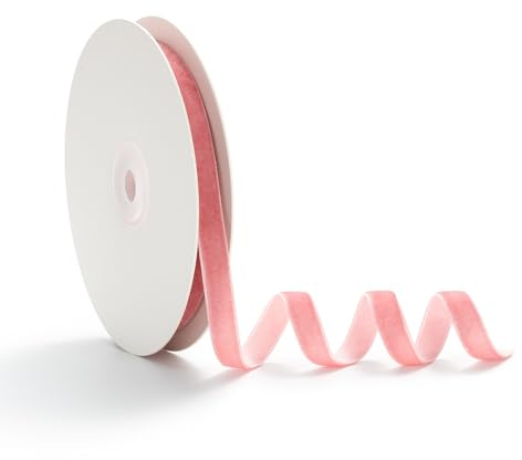 AOKSUNOVA Samtband Altrosa 1cm x 9m Geschenkband Samt Schleifenband Samt Band Geschenkbänder Samtbänder | Samtband als Geschenkband und Schleifenband, Weiches Dekoband für Hochzeit,Weihnachten,Geburtstag und Festliche Verpackung