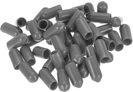 QUARKZMAN 50 Stück Gummi Endkappen 6mm Gummiendkappen Fußkappen Dunkelgrau | Gummistöpsel Stuhlkappen Möbelgleiter Gewindeschutz Abdeckkappen, Für Schrauben Rundrohr Tischbeine