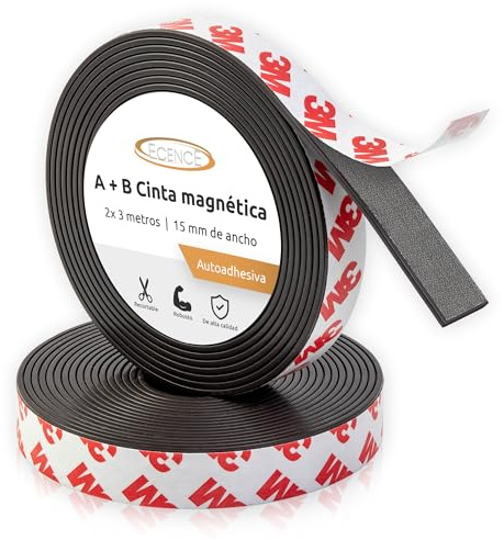 ECENCE Bande Magnetique Adhesive A et B pour moustiquaires (3m + 3m) Ruban Magnétique Autoadhésif avec attraction mutuelle