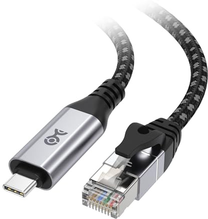 Cable Matters USB C to Ethernet Cable - Plug & Play Braided Cable - 10 Feet - Gigabit Ethernet to USB C Cable, Thunderbolt 4/5 Compatible, Ideal for MacBook, iPad Pro, XPS, Surface Pro