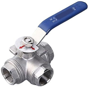 Kugelhahn mit Doppelanschluss, 1 STÜCK 1/2 Zoll 3/4 Zoll 1 Zoll 1-1/4 Zoll 1-1/2 Zoll 2 Zoll 3-Wege-Kugelhahn aus Edelstahl, DN8-DN50 L Typ T Typ 304 Handventil mit Innengewinde(T Type,1)
