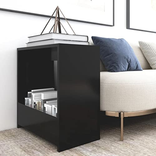 Myheimly Beistelltisch Couchtisch Wohnzimmertisch Kaffeetisch Sofatisch Teetisch Tisch Wohnzimmer Zeitungsständer Schwarz 50x26x50 cm Holzwerkstoff