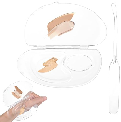 Lilbitty Palette de mélange de maquillage acrylique avec spatule, portable et transparente, idéale pour le maquillage liquide et pâteux, pour les professionnels et les débutants