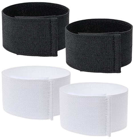 JJUNW 4 Schienbeinschonerhalter Stutzenhalter Fussball mit Klettverschluss | Anti Rutsch Schienbeinschoner Halter für Herren Damen Kinder (Schwarz + Weiß)