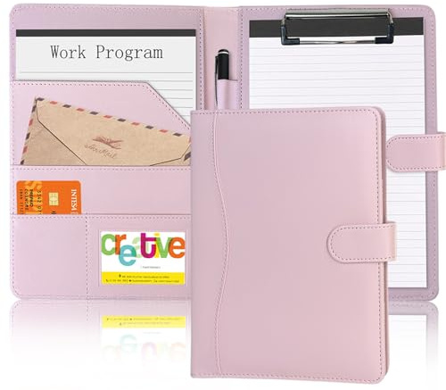 Schreibmappe A5 mit Klemmbrett,PU Portfolio Konferenzmappe Leder Organizer,Klemmbrettmappe Kunstleder für A5 Elegant Dokumentenmappe für Damen Herren Business Mappe