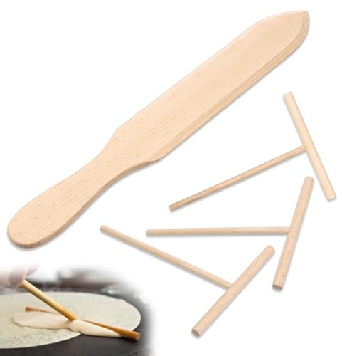 4 Piece Crepe Spreader and Spatula Set 12 Spatula and 4.7 Crepe Spreaders Batter Wooden Pan Accessories