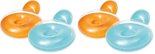 Intex Pillow-Back Lounge - Aufblasbarer Schwimmsessel - 137 x 122 cm - Farblich, Vinyl (Packung mit 2)