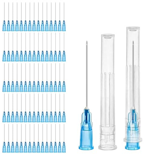 PORFOYO 100 stycken 23G-rör 0,60 x 25 mm, rör i rostfritt stål för påfyllningsvätska, lim, gör-det-själv, industri, laboratorier
