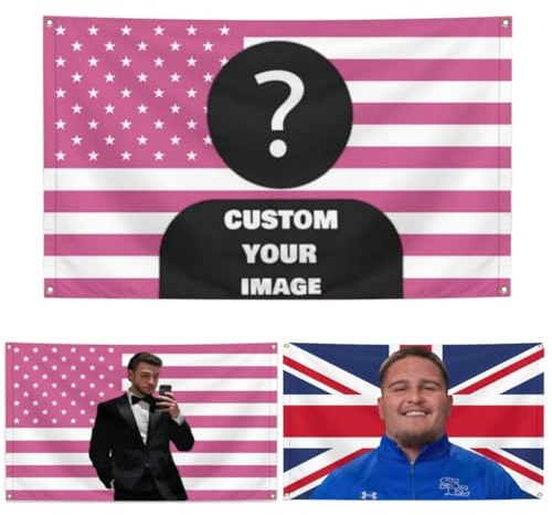 HWFOI Personalisierte Flagge – Flagge Selbst Gestalten,5x8 FT, fügen Sie Ihr eigenes Bild/Text/Logo für Garten im Freien, Dekoration, Camping-Flagge, Hofschild hinzu