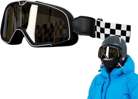 Zunishaone Motorradbrille, Retro-Motorradbrille, winddicht, Sport-Sonnenbrille, Vintage-Sonnenbrille, Anti-Beschlag-Schutzbrille, langlebig, staubdicht