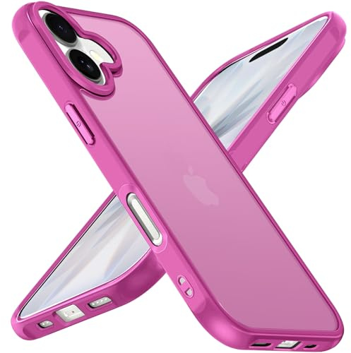 ivoler Coque Mat pour iPhone 17, [Protection Antichoc Militaire] Arrière Translucide Étui de Protection, Mince Dur PC Dos Anti-Rayures Anti-Traces de Doigts Bumper Housse Case, Fuchsia