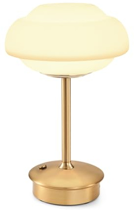 9 Mini Cordless Table Lamp with Cloud-Shaped, Small Rechargeable Battery Operated Lamps, 3-Way Touch Dimmer, Portable Brass Bedside Night Light for Restaurant Dining Kitchen Bathroom Patio Side Table