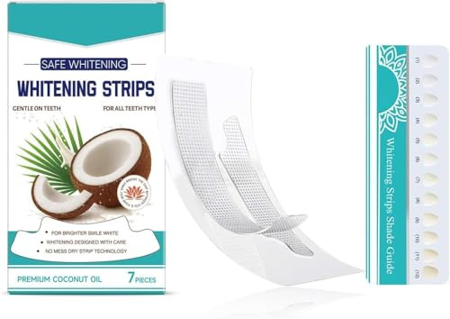 Teeth Whitening Strips, Coconut Mint Whitening Strips für Weiße Zähne, Safe Teethwhitening mit Natürliche Kokosformel, Zahn Bleaching Aufhellung, Schnelles Entfernen Aller Flecken (1)
