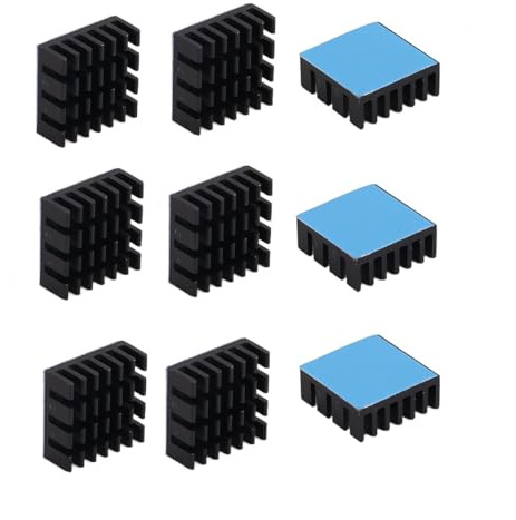 DUZEPA 20 pezzi di alette di raffreddamento del dissipatore di calore in alluminio con pellicola adesiva speciale termoconduttiva 14 x 14 x 6 mm nero