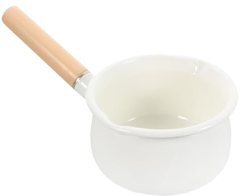 Baluue Pentolino Smaltato con Manico Comfort Pentola Multiuso per Latte Zuppe e Brodi Fondo Piano per Riscaldamento Uniforme Compatibile con Piano Cottura a Gas e Induzione Utensile