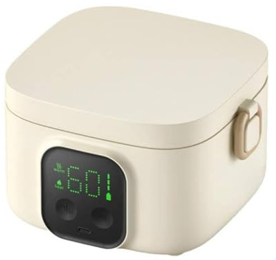 RKXKJ Lunch Box Elettrico Portatile, Scaldavivande Autoriscaldante da 500 Ml, Acciaio Inox, Ricaricabile Tramite USB, Mantenimento del Calore a Lunga Durata per 8 Ore, per Lavoro, Ufficio, Auto