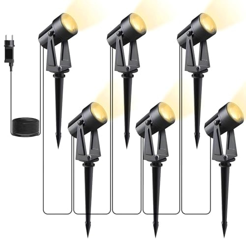 Svater Gartenstrahler LED Außen Wasserdicht IP65, 20M 3000K Warmweiß 27V Gartenbeleuchtung, 6er Set 900lm COB Erdspieß Gartenleuchten mit Strom für Bäume Hof Terrasse