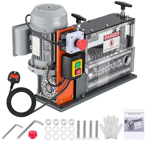 GEARFLOW Automatic Electric Wire Stripping Machine with 11 Channels,550W Wire Stripping Tool Cable Stripper Copper,1.5 – 40mm Up to 30 m/min 220v UK Plug with Gloves High Speed