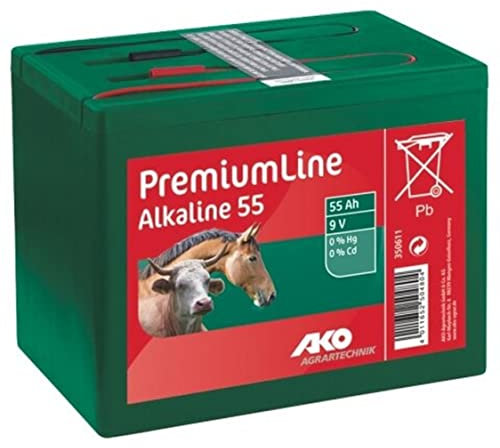AKO Fencing Batería alcalina 9 V 55 Ah alcalina alimentación para cercas de Pasto Voltaje Constante, Larga Vida útil