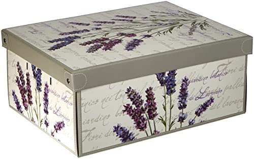 Lavatelli Scatola per armadio in cartone, con coperchio al profumo di Lavanda, organizer per vestiti e biancheria, per cambio stagione o per confezione regalo, Media, 32x42x17,5 cm