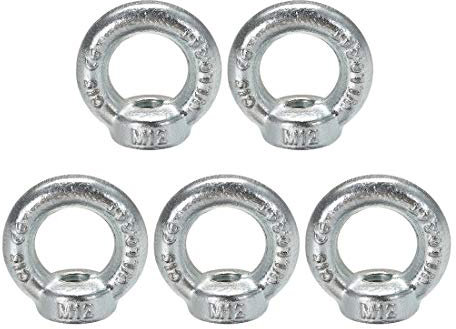 sourcing map 5Stk.Ringmutter M12 Innengewinde C15 Kohlenstoffstahl runde Form für Seilbeschlag