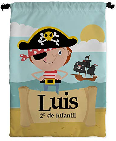 LolaPix Bolsa para merienda. Bolsa merienda Infantil. Regalo Personalizado con Nombre. Bolsa merienda Personalizada. Varios diseños. Piratas