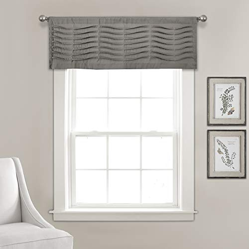 Lush Decor Wave Texture - Tenda per finestra Valance, 18 x 52, colore: Bianco grigio scuro