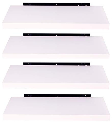 EUGAD Mensole da Muro, Set di 4, Bianco 25 cm, Facile Montaggio, Mensole da Parete Moderne Invisibili per Soggiorno e Camera da Letto, Spezie Magazzinaggio per Cucina