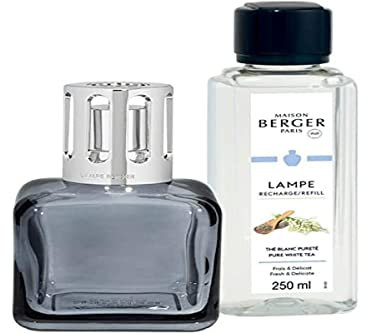 Maison Berger Coffret Cadeau Glaçon - Diffuseur de Parfum d’Ambiance 250 ML - Élimine Les odeurs, purifie l’air, Objet décoratif Maison ou Bureau (Grise - Thé Blanc Pureté)