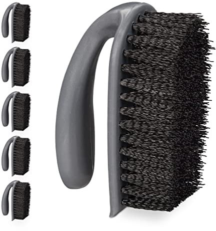 Relaxdays Set 12 Cepillos para Fregar, Cerdas Duras, Limpieza Baño, Cocina, Alfombra, Escobilla Zapatos, Plástico, Gris