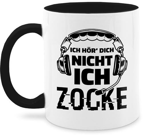 Tasse Tassen 325ml - Statement - Ich hör dich nicht ich zocke Headset Glitch schwarz - 325 ml - Schwarz - nerd geschenke gamer kaffetassen sprüche statements zock kaffeetasse geschenk fuer zocker