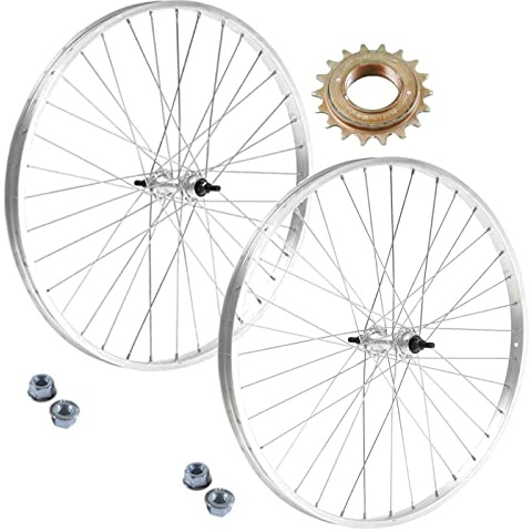 COPPIA RUOTE/CERCHIO ANTERIORE + POSTERIORE BICI 1V 26 x 1 3/8 + PIGNONE 18T PER CITYBIKE EPOCA OLANDA