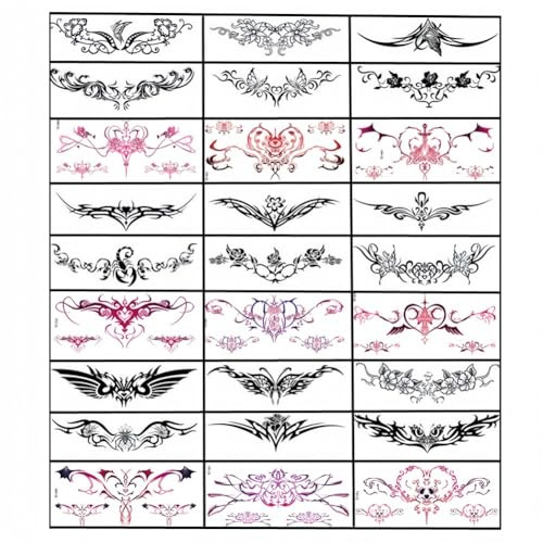 28 Sheets Sexy Temporary Tattoo Stickers - Belly Waist Waterproof for Women and Girls - Ideal for Bachelorette Party - Fake Body