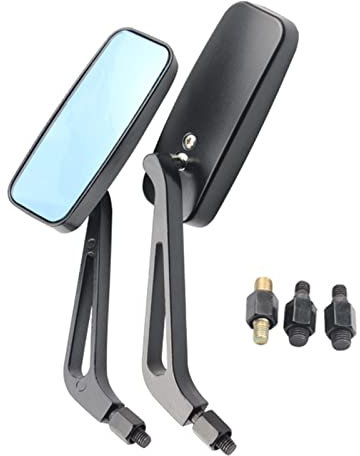 TKSE Motorcycle Rearview Mirror, 2pcs Motorcycle Rearview Mirror Rectangular Aluminum Alloy Universal Handlebar Mirror for Motorbike