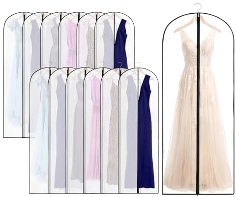 Amylove 20 Pcs 24 x 72 Inch Garment Bags Bulk Hanging Clothes Storage Covers for Closet Organization Dustproof Transparent Dress Suit Bag Set for Wedding Dresses Long Gowns Coats Seasonal Wardrobe