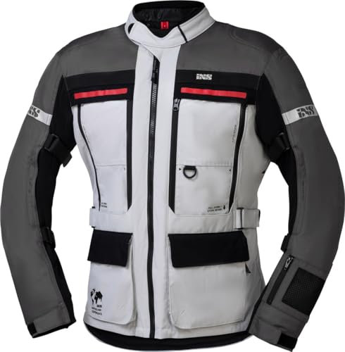 IXS Montevideo-ST 3.0 wasserdichte Motorrad Textiljacke, grau/schwarz, Short L