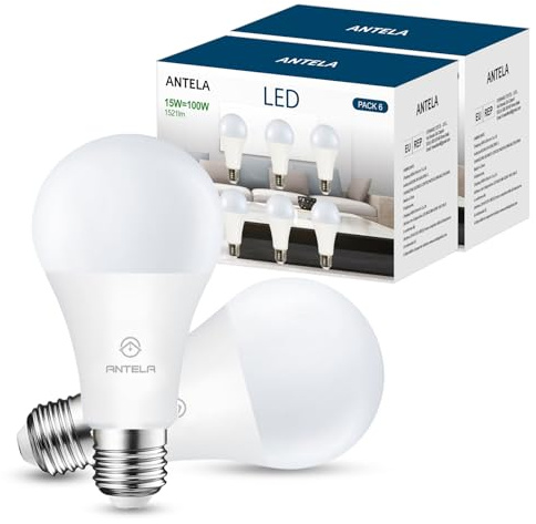 ANTELA E27 LED Lampe 13.5W 1521LM 6500K Kaltweiß A65 Birne 12er-Pack | Ersetzt 100W Glühlampe, Energiesparlampe, Nicht Dimmbar, ErP
