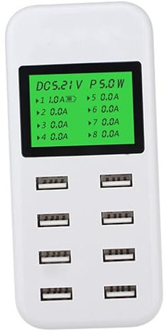 FONDOTIN 8a Port USB Ladegerät Mit LCD-Display Für Mobiltelefone Und Tablets Tragbare USB-ladestation Mit Mehreren Anschlüssen Für Schreibtisch Und Unterwegs