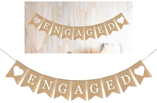 Fizzix Elegant Linen 'Congratulations' Engagement Banner - Perfect for Party Decorations & Photo Backdrops