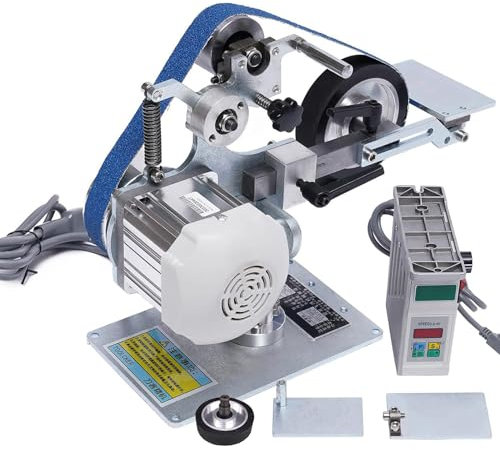 SNBGRYE Lijadora De Banda De 1X30 Amoladora De Mesa, Pulidora Y Lijadora De Banda De, con Motor Sin Escobillas, RotacióN hacia Adelante/hacia AtráS, Ajuste Continuo De Velocidad Vertical/Horizontal