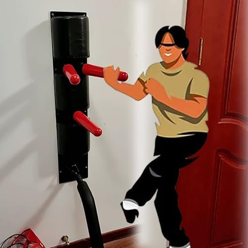 Wing Chun Holzpuppe Taekwondo Puppen aus Holz für Hand-Bein-Training, freistehendes Wing Chun Trainingsgerät für Erwachsene, Selbstklebende Kung Fu Übungsarme