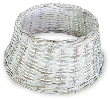 mgc24 Weihnachtsbaumring aus Rattan, Weiß, Ø 60 x 26 cm | Handgefertigtes Naturgeflecht, Hülle für Weihnachtsbaumständer, Weihnachtsbaumrock und Baumständer-Abdeckung für Christbäume