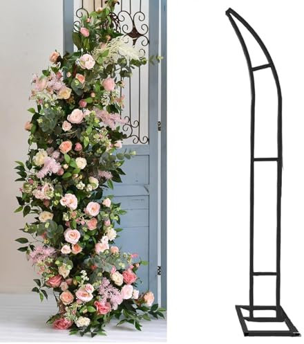 UIHECTA Balloon Arch Stand, Set of 2 Curved Large Metal Wedding Arch Backdrop Stand, for Birthday Party Baby Shower Anniversary Celebration Indoor Outdoor Event Decoration,Black,1.5m+1.8m