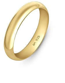 Amberta Alianza de Plata de Ley 925 para Mujer y Hombre, Anillo Matrimonio Chapado en Oro Amarillo Blanco Oro Rosa | Alianza Boda Pareja 2 3 4 mm: 4 mm Anillo Oro Talla 29