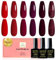 Yueshop Gel Nail Polish, 6 Colors Burgundy Cherry Red Dark Red Glitter Gel Nail Polish Set,Winter Red Series Gel Polish Soak Off UV LED Nail Art Varnish Kit For Beginner DIY Salon Home,8ml