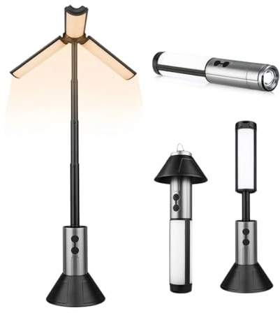 Campinglykta 3000mAh Laddningsbara Teleskopiska Campingljus, Bärbar Hopfällbar Campinglampa med Krok och Ficklampa för Campingvandringsavbrott Nödsituation