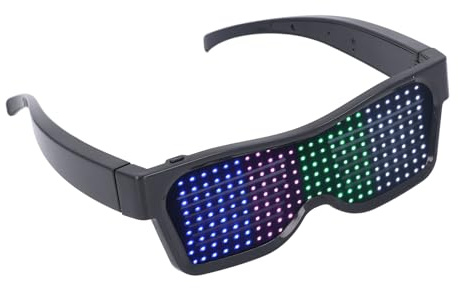 KKPLZZ Party-Blinkbrille, LED-Leuchtbrille, 200 LEDs, Bunt, Anpassbar, APP-Steuerung, Wiederaufladbare USB-LED-Leuchtbrille für Party, Club