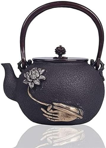 Tetera Tetsubin de Hierro Fundido Tetera de Hierro Fundido Tetera Tetsubin Tetera de Hierro Lotus Accesorios para té Tetera-1.2l