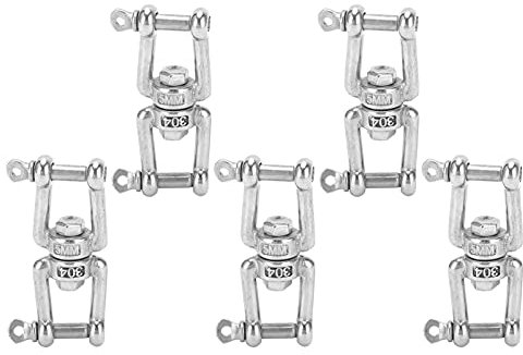 Boucle de chaîne de crochet pivotant à pression rotative en acier inoxydable pour câbles métalliques 5 pièces